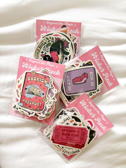 Bulk bookish sticker pack includes 10–50 waterproof vinyl and holographic decals for readers. Great for Kindle paperwhite, Kindle colorsoft, or laptop decals. Ideal for book journaling or cozy booktok gifts. Includes vinyl stickers, book sticker sheet, bookish stickers store, waterproof stickers, booktok stickers, laptop decal, and mystery pack. Dark romance book lover gift.