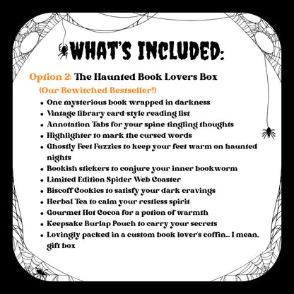 Give the gift of a unique book adventure with this Blind Date with a Book gift box. This mystery box contains a surprise book, book accessories like a reading log and book tracker, and custom bookish stickers. Perfect for book lovers who appreciate blind book dates and romantasy. Ideal for a wife gift box, teacher mystery box, or a spooky mystery box for the Halloween season. Discover the world of blind date books today! romantasy mystery book club blind book dates