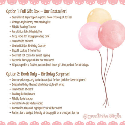 Surprise a reader with a Blind Date with Book birthday gift! Each date with a book comes in a fun blind box or book box, featuring mystery books, dark romance, spicy book, and romantasy. Complete with a reading log, it’s perfect for bookstagram fans and makes a thoughtful book lover gift box. Enjoy blind book dates or a blind book date experience for a delightful, adventurous way to treat yourself.