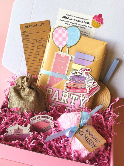 Blind Date with a Book Birthday Box, book lover gift, blind date book, romance, gift for book lover, blind book date, blind book dates, book blind date, date with a book box, spicy book, horror book, treat yourself, book lover gift box, romantasy, mystery book, halloween gift box, dark romance, book box, reading log, bookstagram, mystery box, blind box, blind book, date with a book, blind date with book, smut book box