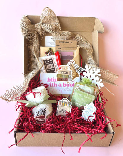 Retro-styled blind date with a book christmas scene with plaid and vintage touches. Ideal blind date with a book dark romance or smut gift for book lovers who enjoy old-fashioned charm and cozy mysteries.