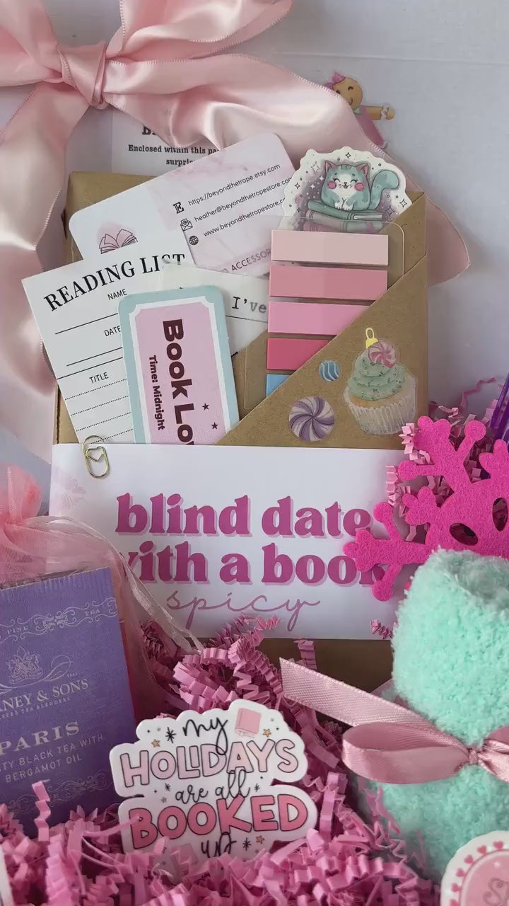 Blind Date with a Book Box, Blind Book Dates, Mystery Book Gift, Bookish Gifts, Book Lover Gift, Custom Book Box, Pink Christmas